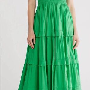 Chelsea28 Green Smocked Tiered Maxi Dress